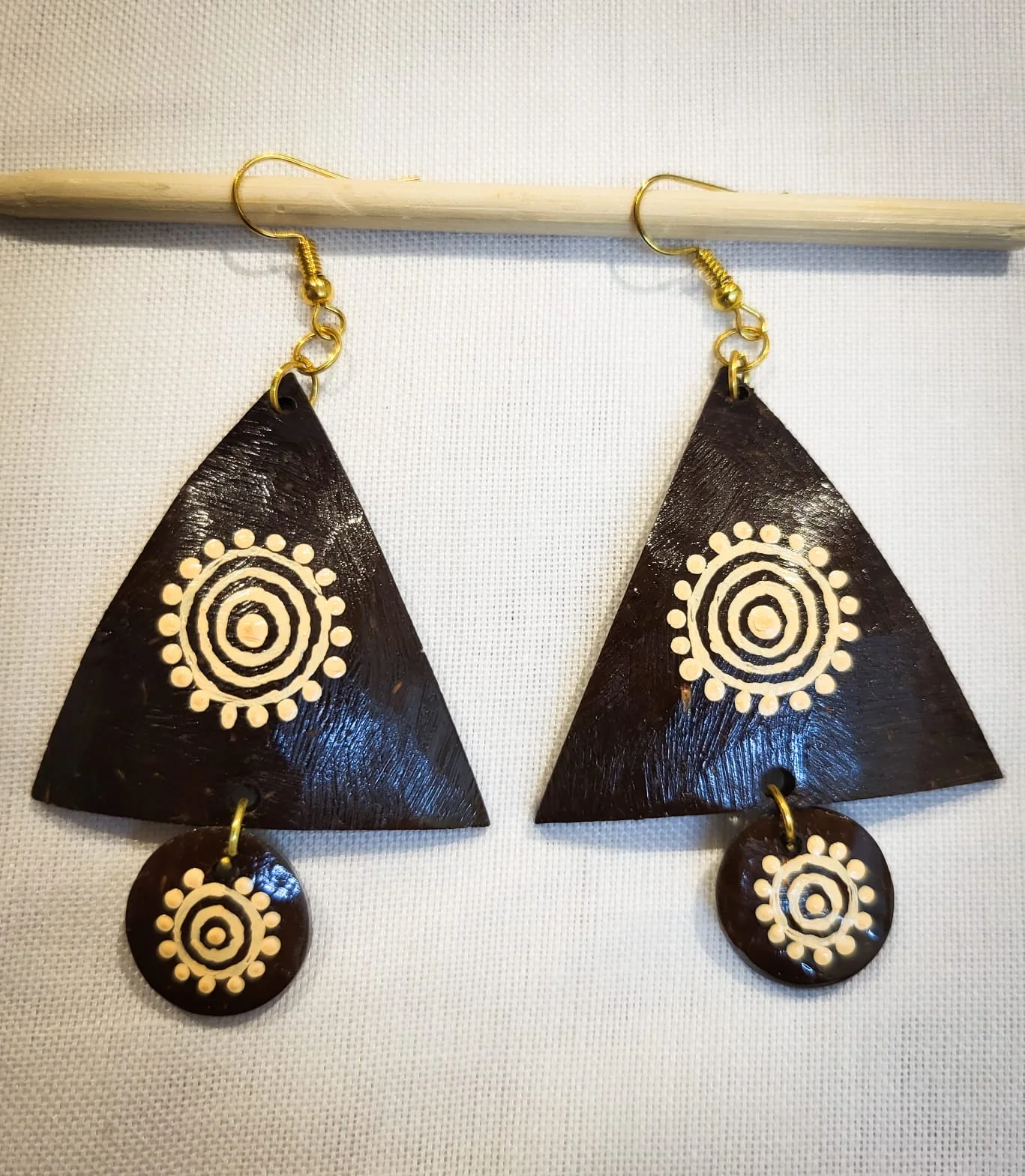 Sun Circle Triangle Earrings