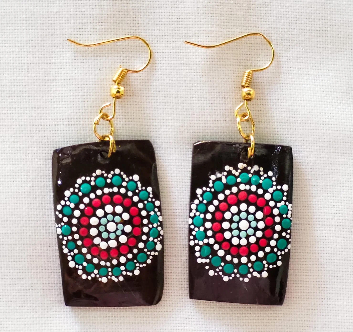 Teal Rose Mandala Earrings