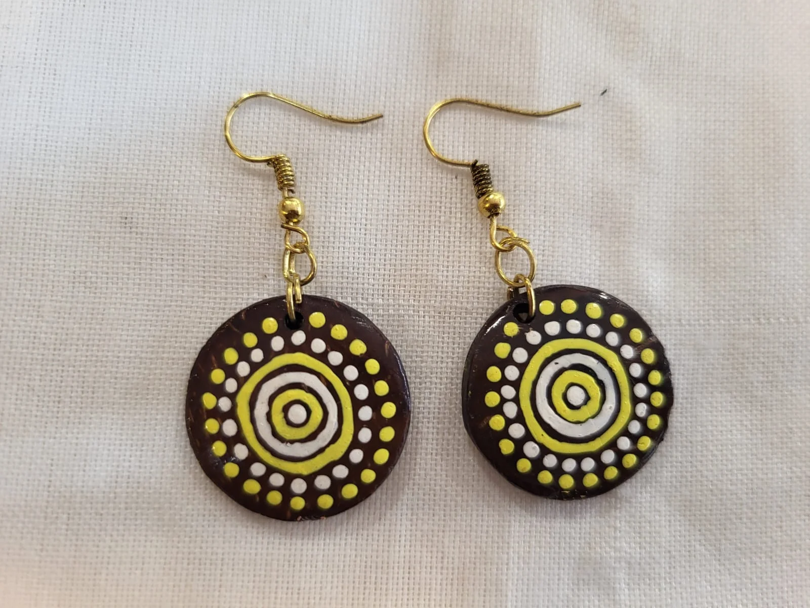 Yellow Orbit Disk Earrings