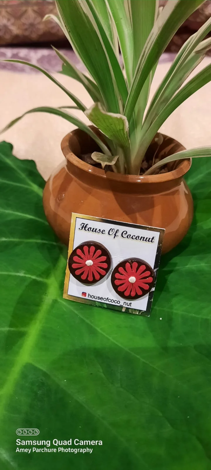Red Dahlia Stud Earrings