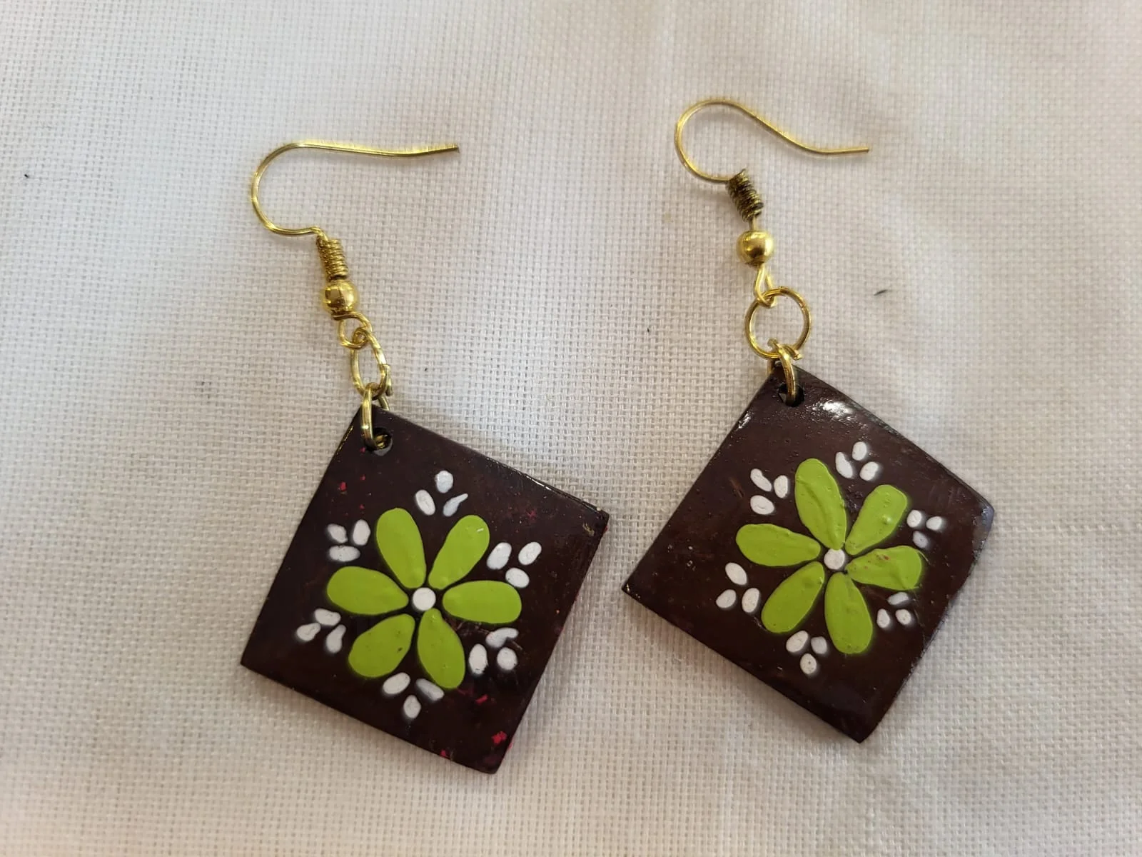 Green Flower Diamond Earrings