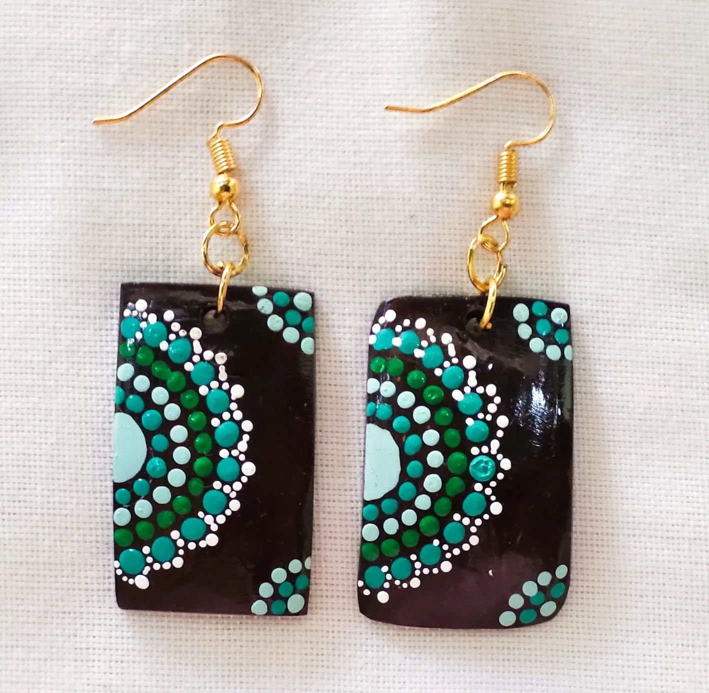 Teal Mandala Dot Earrings