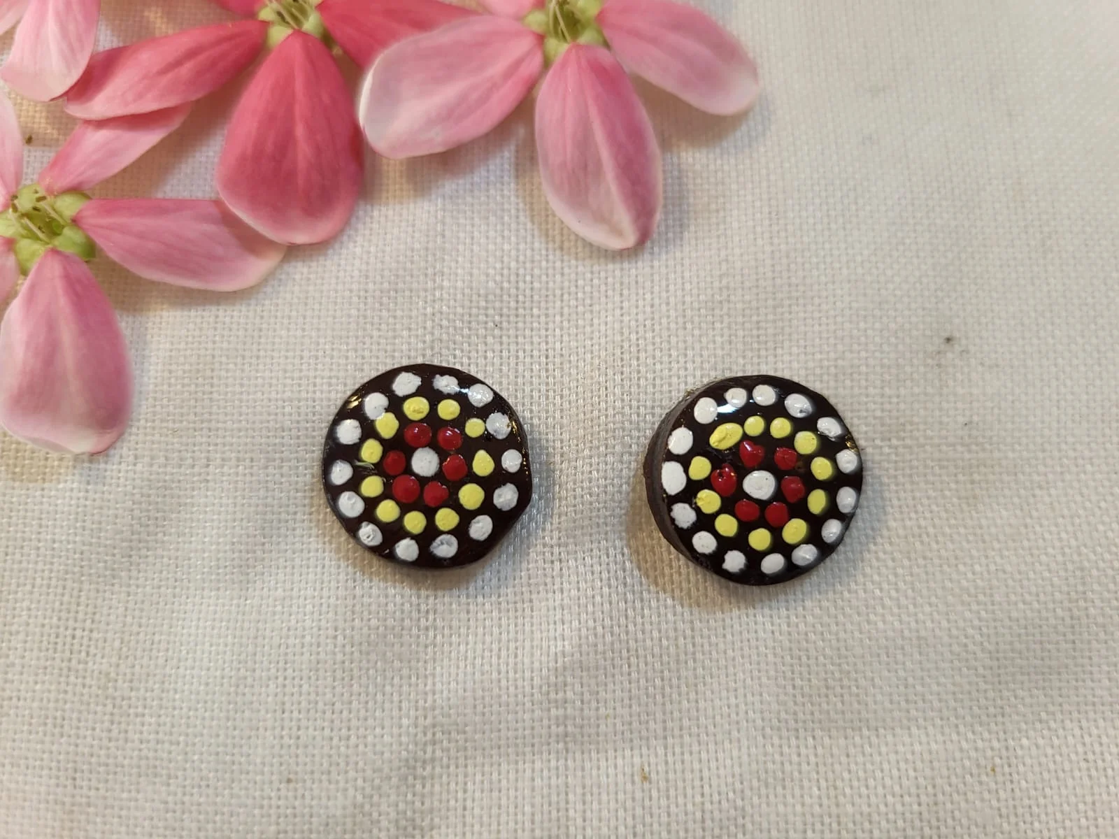 Tricolour Mandala Stud Earrings