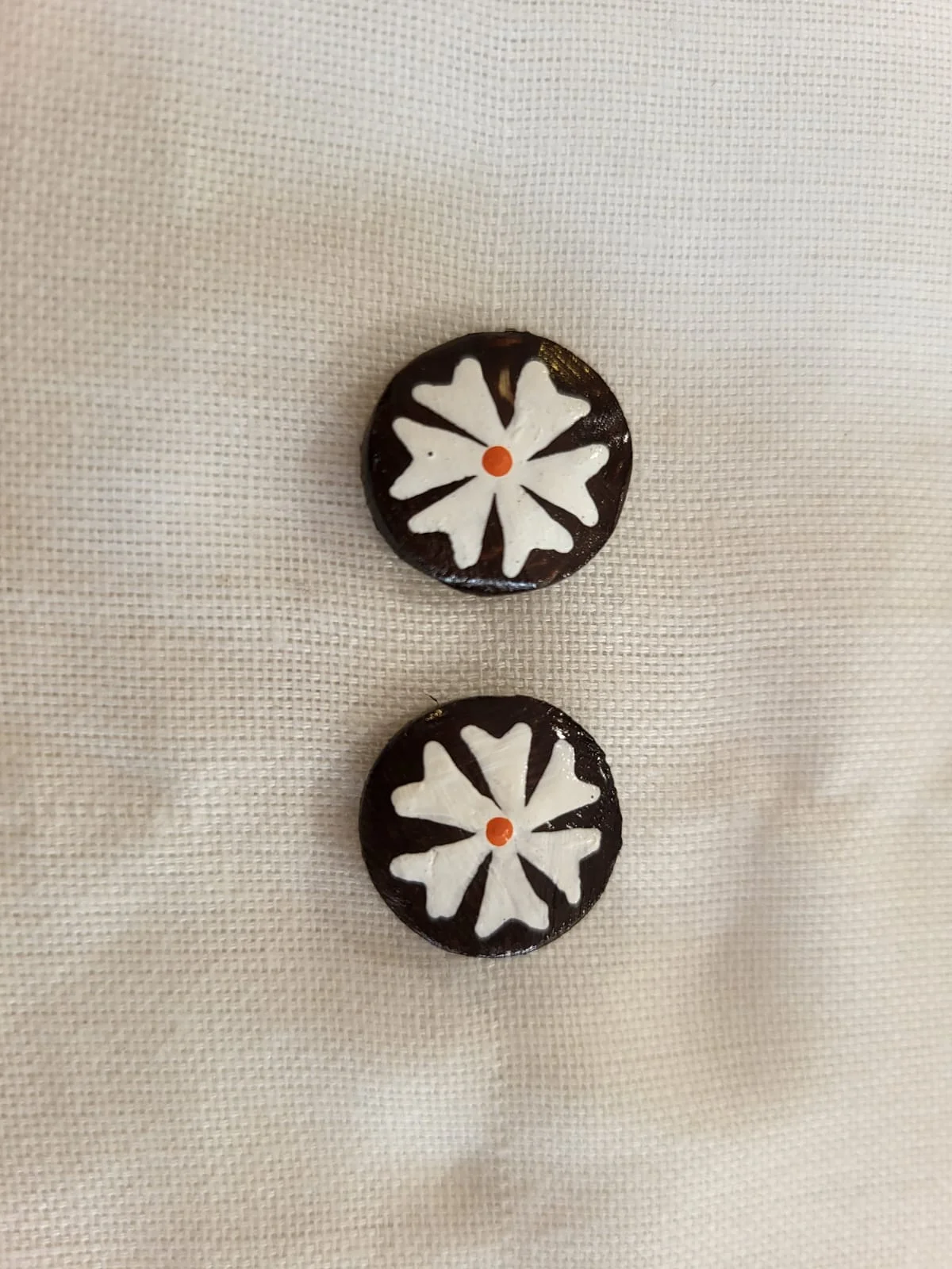 Carved White Bloom Stud Earrings