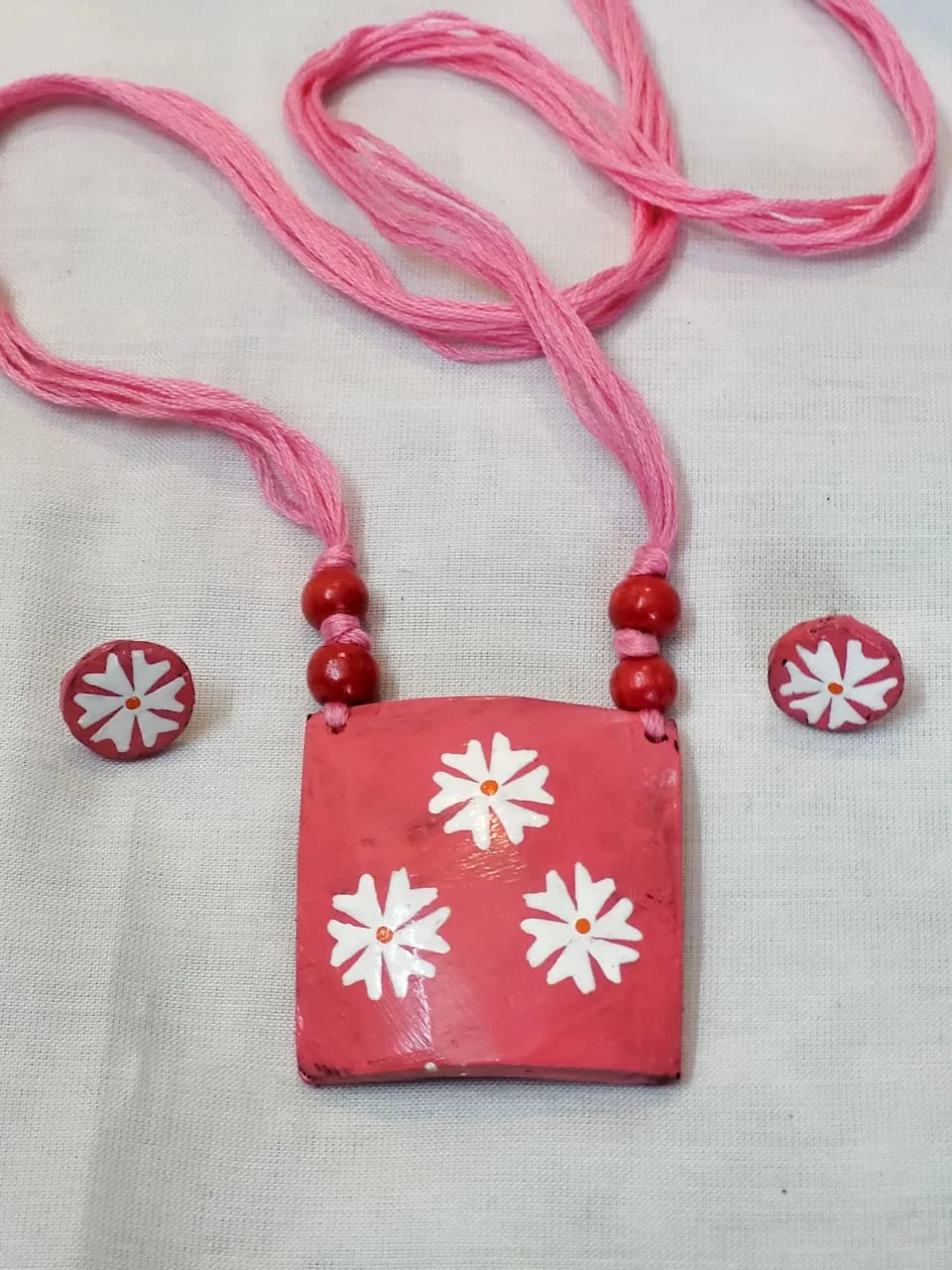 Pink Daisy Necklace Set