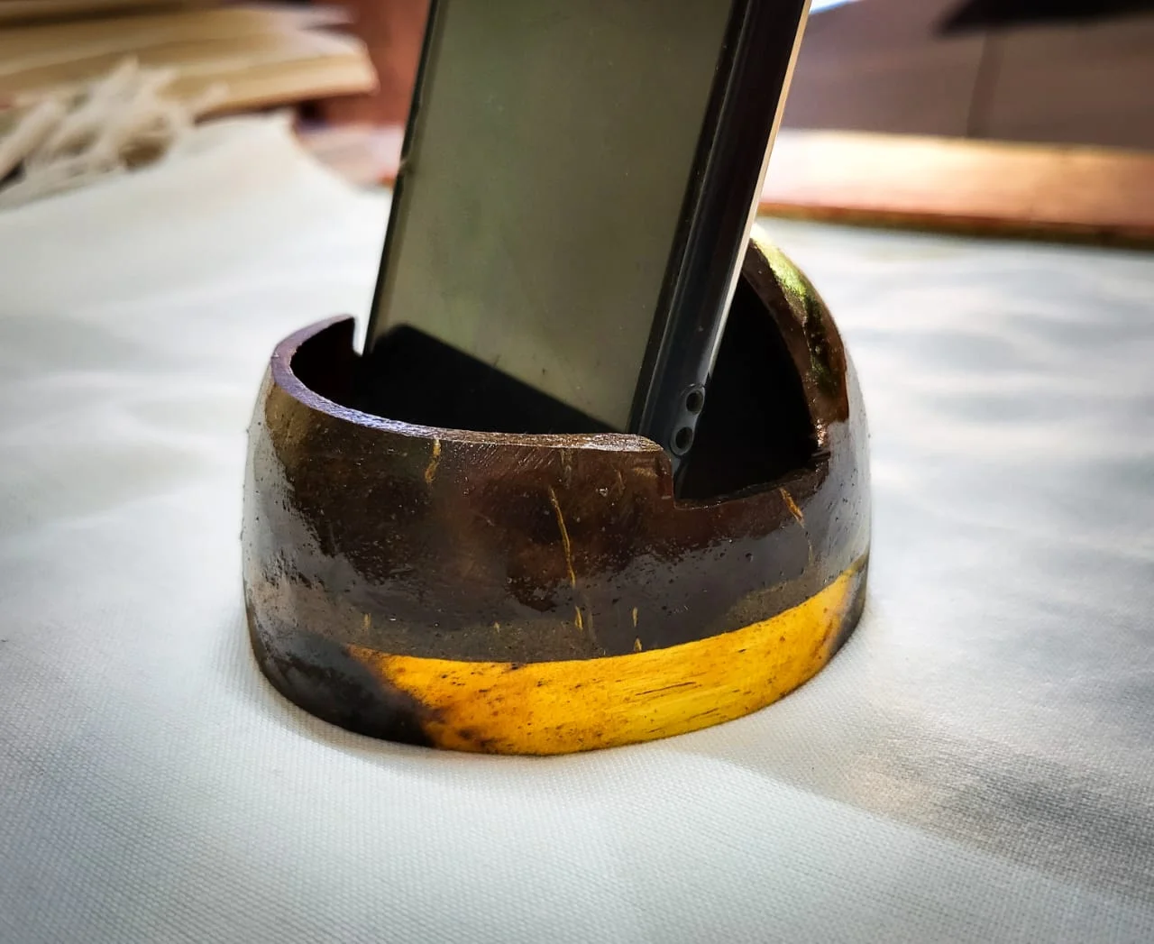 Coconut Shell Phone Stand